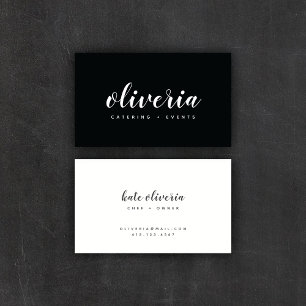 Minimal Black + White Calligraphy   Business Cards