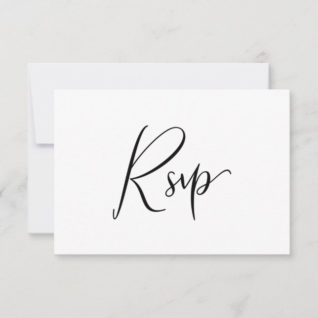 Minimal Black & White Calligraphy RSVP Meal Choice Card (Front)
