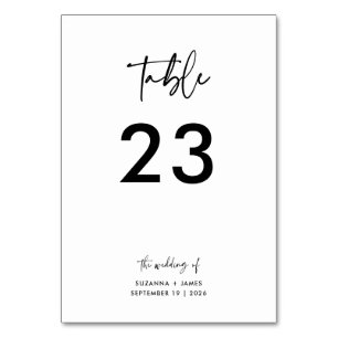 Minimal Black White Calligraphy Script Wedding   Table Number