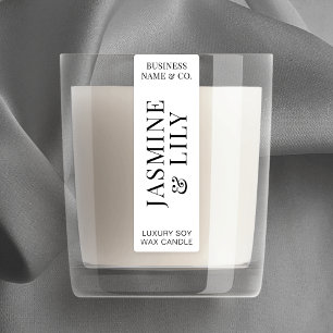 Minimal Black White Candle Jar Thin Vertical Label