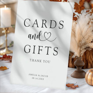 Minimal Black & White Cards & Gifts Wedding Pedestal Sign