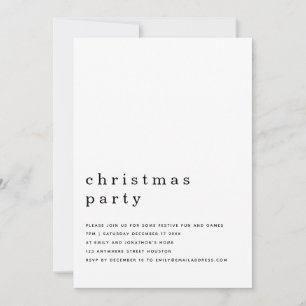 Minimal Black White Christmas Party Invitation