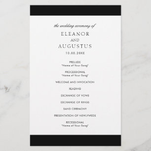 Minimal Black White Elegant Budget Wedding Program