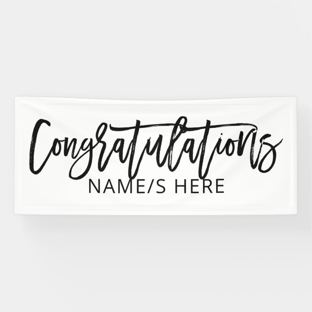 Minimal Black & White Handwritten Congratulations Banner (Horizontal)