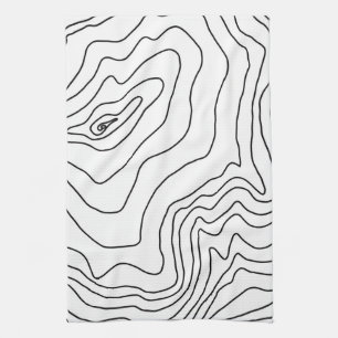 Minimal Black & White line art Modern Design Kitchen Towel