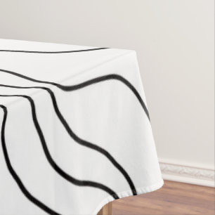 Minimal Black & White line art Modern Design Tablecloth