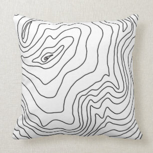 Minimal Black & White line art Modern Design Throw Pillow