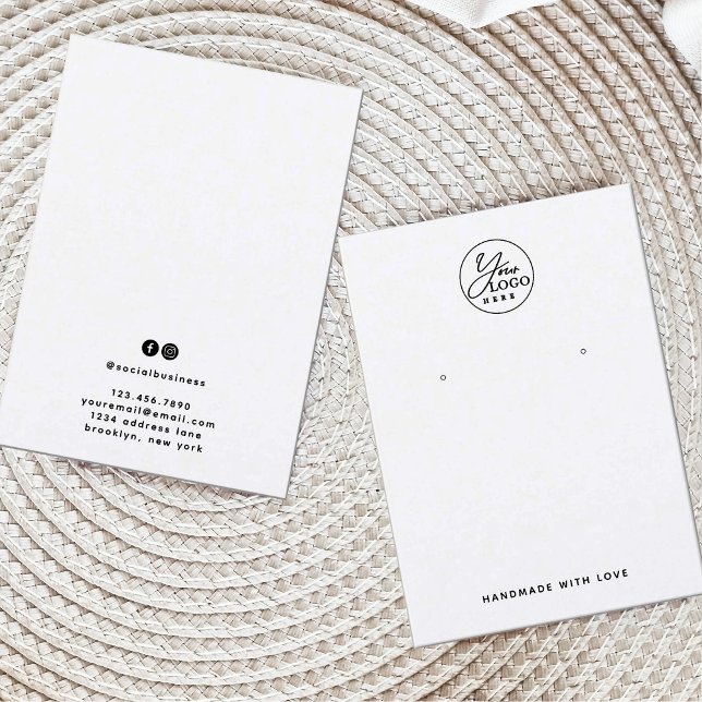 Minimal Black White Logo Jewellery Earrings Displa Business Card (Creator Uploaded)