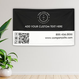 Minimal Black White Logo Social Media Event Vinyl  Banner