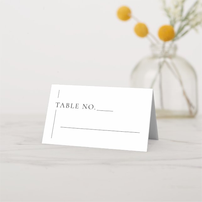 Minimal Black & White Modern Wedding Folded Place Card (Front)