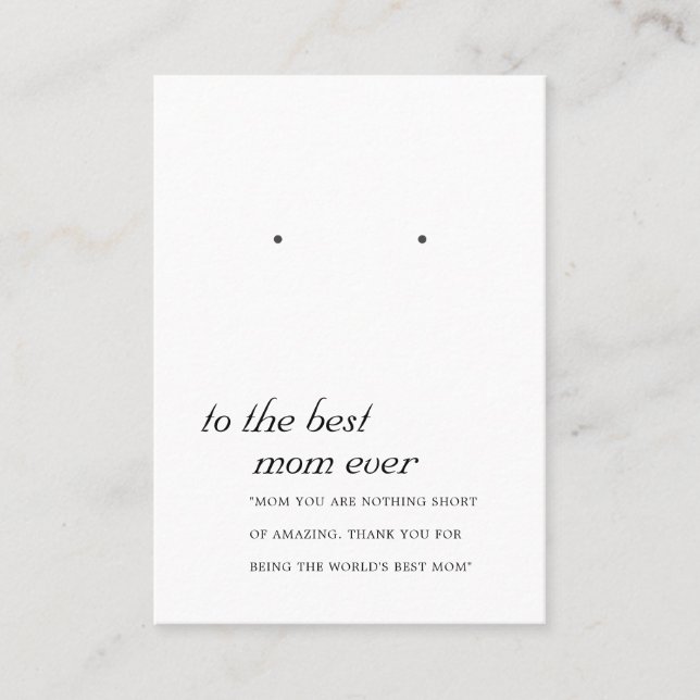 MINIMAL BLACK WHITE MOM GIFT EARRING DISPLAY CARD (Front)