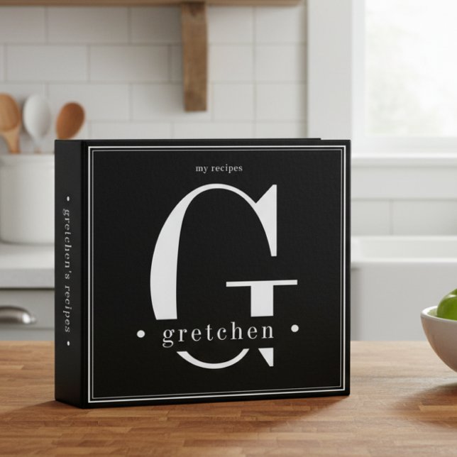 Minimal Black White Monogram Recipes Binder (Creator Uploaded)