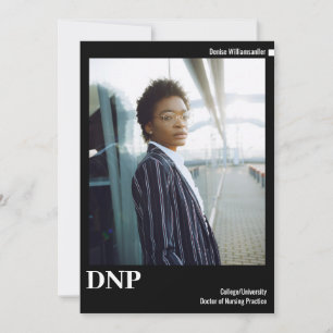 Minimal Black White Photo DNP Graduation Announcement