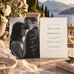 Minimal Black & White Photo Handwritten Wedding Invitation