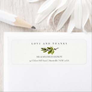 Minimal Black & White Pine Branch Foliage Address