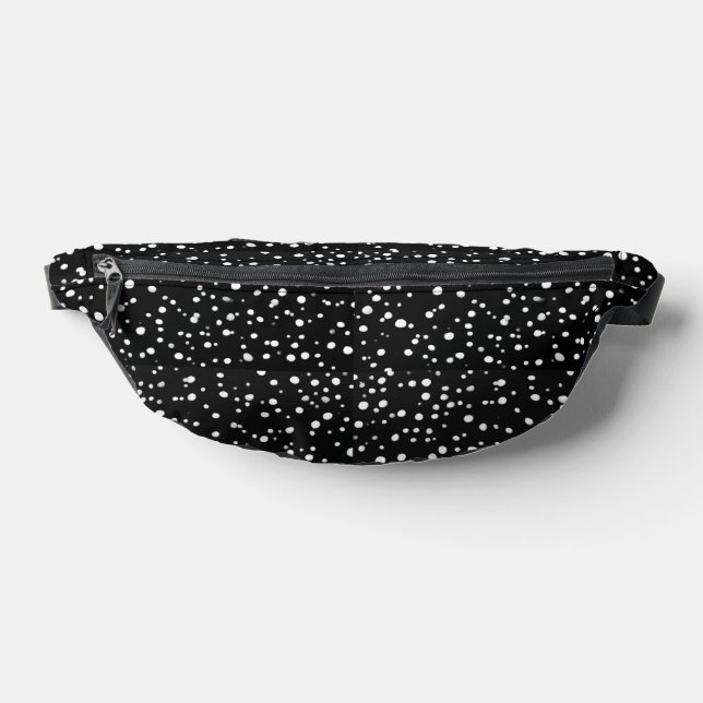 Minimal Black & White Polka Dot Abstract Pattern Fanny Pack (Lay Down)