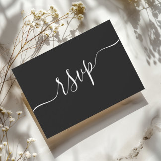 Minimal Black & White QR Code Wedding RSVP Card