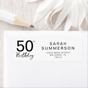 Minimal Black White Script 50th Birthday Address