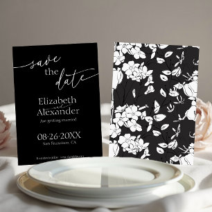 Minimal Black & White Script Fancy Save the Date Invitation