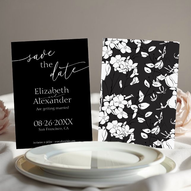 Minimal Black & White Script Fancy Save the Date Invitation (Creator Uploaded)