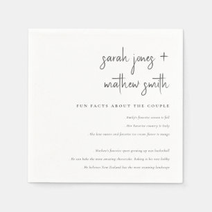 Minimal Black & White Script Typography Fun Facts  Napkin