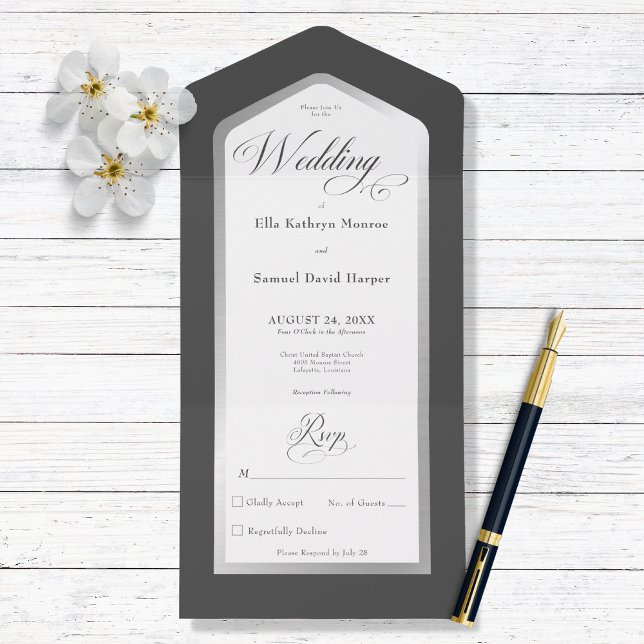 Minimal Black & White Silver Modern No Dinner All In One Invitation (Creator Uploaded)