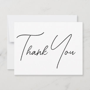 Minimal Black White Simple Script Wedding Thank You Card