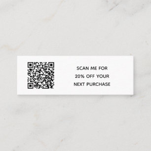 Minimal Black White Small Business QR Code Discoun Mini Business Card