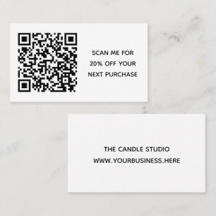 Minimal Black White Small Business QR Code Discount Card