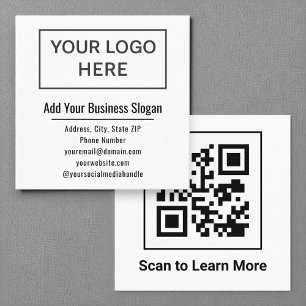 Minimal Black White Square QR Code Social Media Business Card