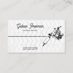 Minimal Black & White Tattoo Machine Business Card