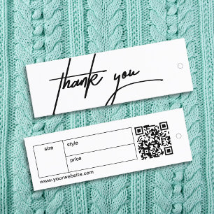 Minimal Black & White Thank You Label Clothing Tag