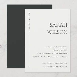 MINIMAL BLACK & WHITE TYPOGRAPHY BRIDAL SHOWER INVITATION