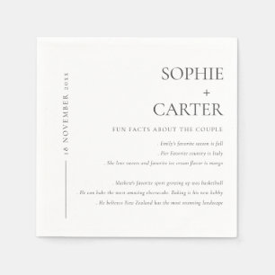 MINIMAL BLACK & WHITE TYPOGRAPHY FUN FACTS NAPKIN