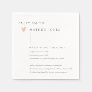 Minimal Black White Typography Pink Heart Fun Fact Napkin