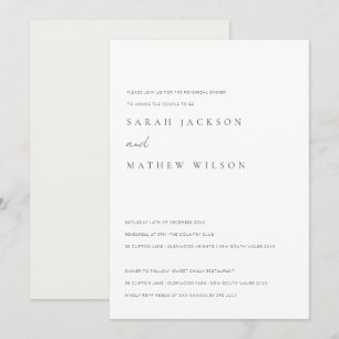 Minimal Black & White Typography Rehearsal Dinner Invitation