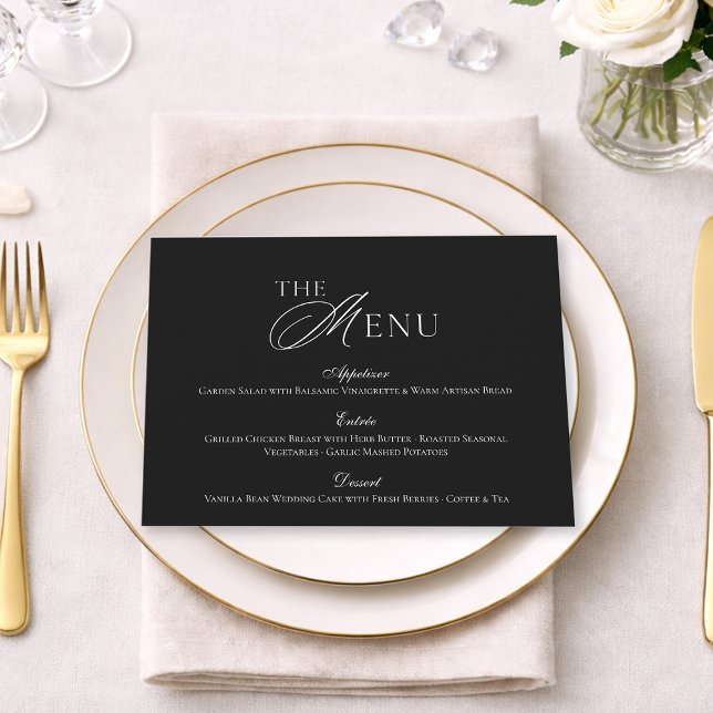 Minimal Black & White Wedding Menu card (Creator Uploaded)