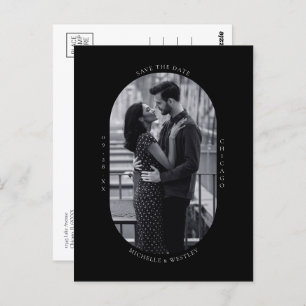 Minimal Black & White Wedding Photo Save the Date Postcard