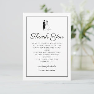 Minimal Black White Wedding Thank You Card