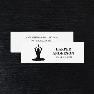 Minimal Black Yoga Instructor Professional Logo  Mini Business Card