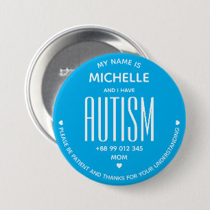 Minimal Blue ASD Autism Awareness ADHD Special 3 Inch Round Button