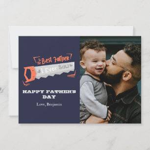 Minimal Blue Best Father - Father's Day Photo Card