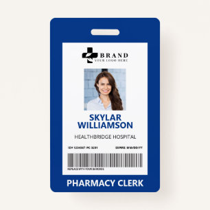 Minimal Blue Border Frame Medical Photo ID & Logo Badge