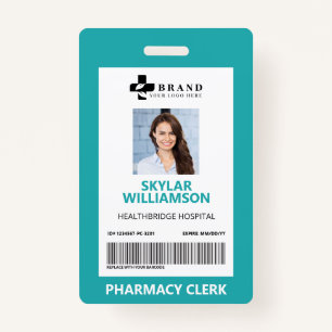 Minimal Blue Border Frame Medical Photo ID & Logo Badge