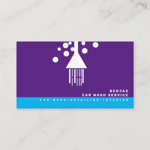Minimal Blue Bubbles Car Wash Interior Designer B Business Card