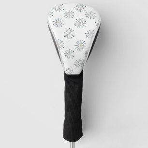 Minimal Blue Daisy Floral Golf Head Cover