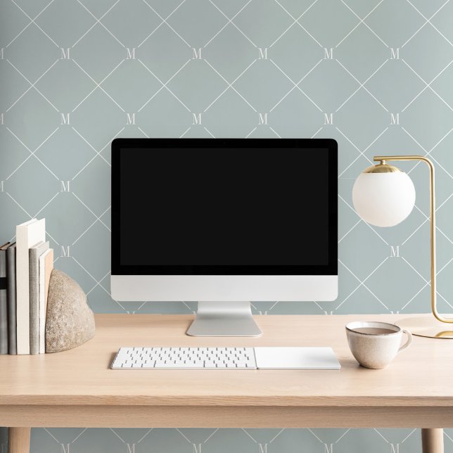 Minimal Blue Diagonal Chequered Monogram Pattern Wallpaper (Minimal Blue Diagonal Checkered Monogram Pattern Wallpaper)