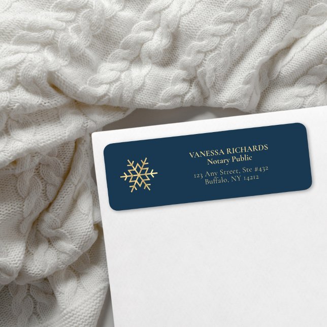 Minimal Blue Gold Snowflake Notary Public Return  (Creator Uploaded)