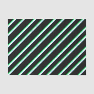 Minimal Blue Green Black Stripe Japanese Text Tissue Paper