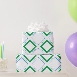 Minimal Blue Green Large Diamond Japanese Text Wrapping Paper
